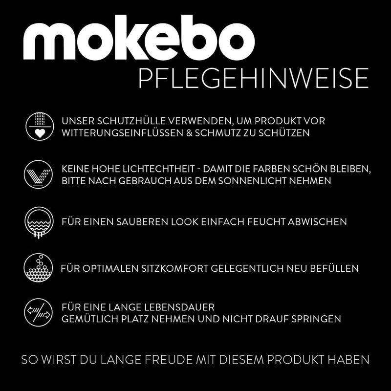 mokebo® Outdoor Pouf o. Hocker 60x40cm in Anthrazit mit schwarzer Schutzhülle &