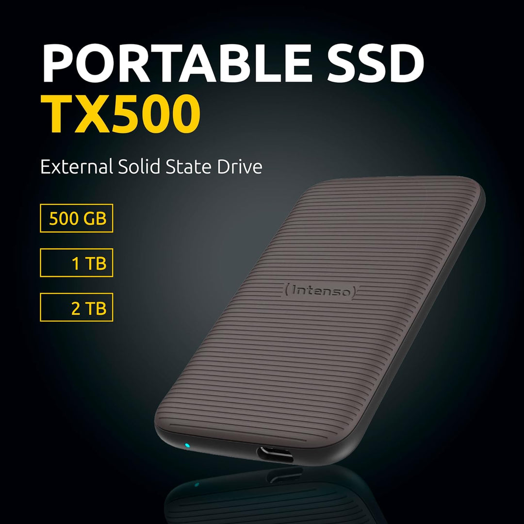 Intenso Externe SSD TX500, 500 GB Portable Solid State Drive, Super Speed USB 3.2 Gen 2x1 (10 Gbit/s