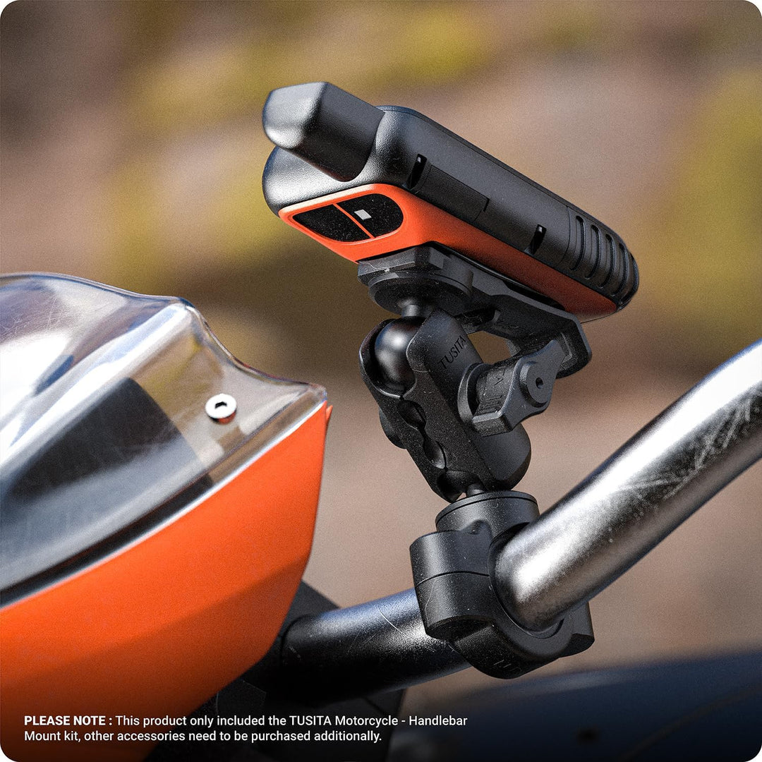 TUSITA Motorrad Halterung Doppelte Steckdose Arm Lenkerbasis Kompatibel mit Garmin Handheld GPS Shor