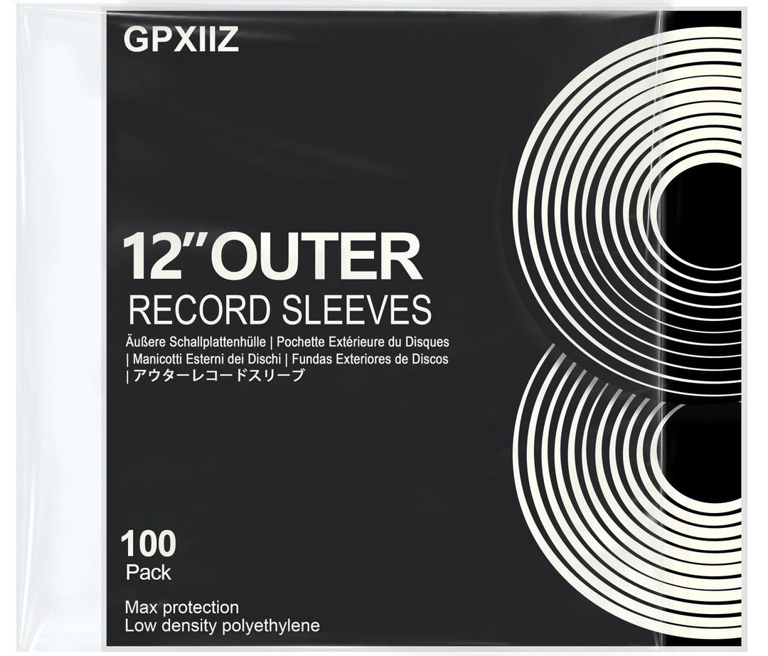 Verdickte Schallplatten Hüllen 12 Zoll Aussenhüllen (100 Stück) | 100 Mikron Premium Polyethylen Aus