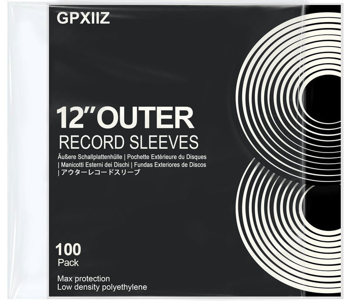 Verdickte Schallplatten Hüllen 12 Zoll Aussenhüllen (100 Stück) | 100 Mikron Premium Polyethylen Aus
