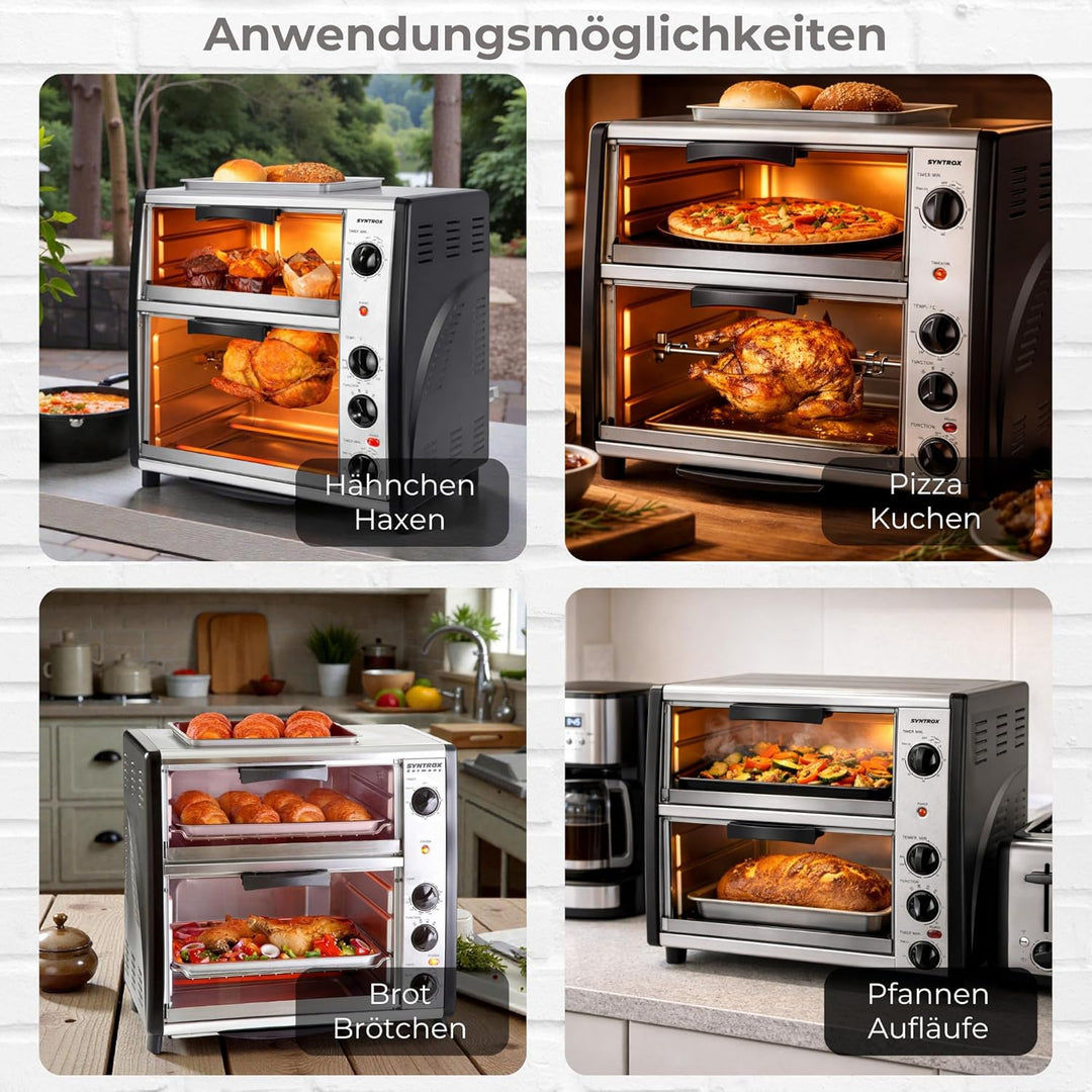 Syntrox 42 l Kleiner Mini Backofen Lollox | Miniofen | Pizzaofen | Pizzabackofen, 42 Liter, inklusiv