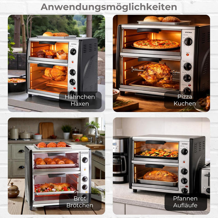 Syntrox 42 l Kleiner Mini Backofen Lollox | Miniofen | Pizzaofen | Pizzabackofen, 42 Liter, inklusiv