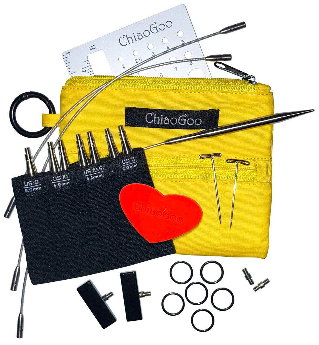 chiaogoo 0007230 Twist Shorties 7230-L Edelstahl-Set, 8 cm, Grösse L, Gelb, 1-Pack
