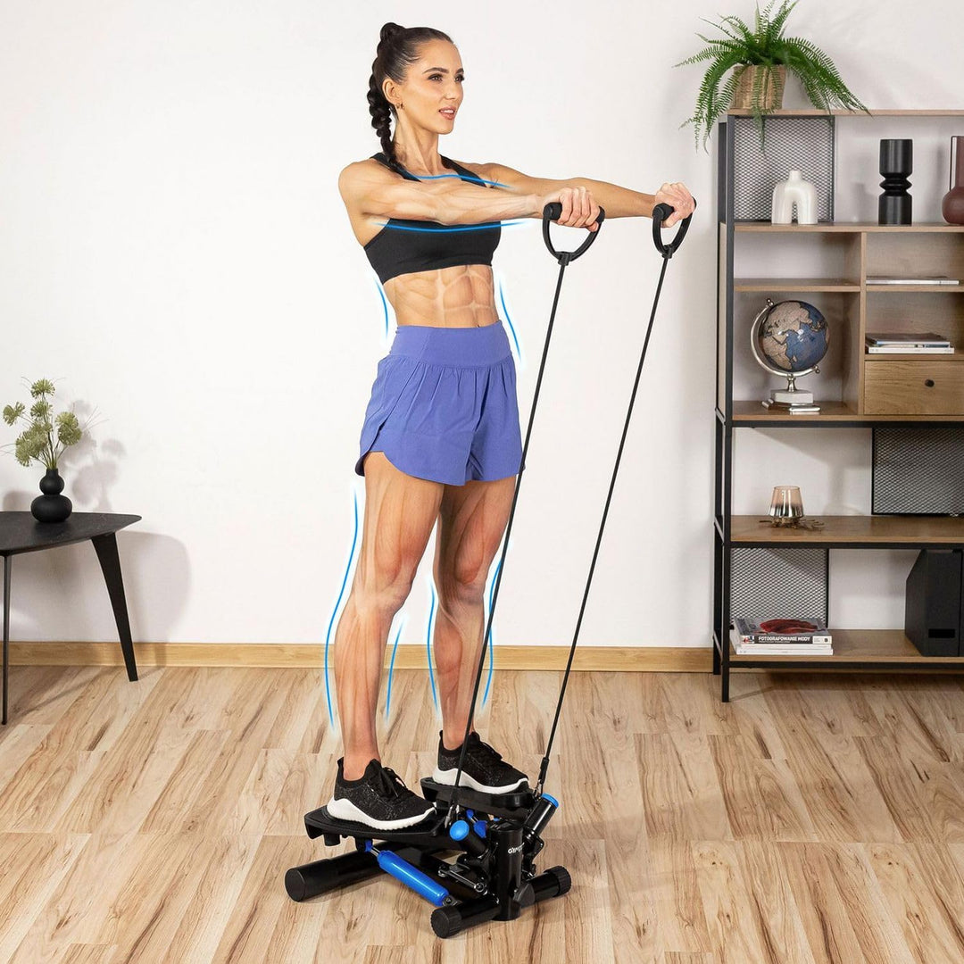 Gymtek XST500 Stepper, Drehstepper inkl. Expanderbänder - Twist Mini Stepper mit LCD, Schrittzähler