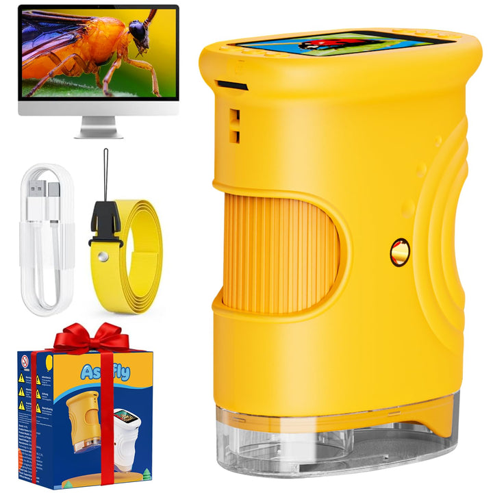 Ashfly Digitale Mikroskop für Kinder, [1000-fache Vergrösserung] -4K Tragbares Taschenmikroskop für
