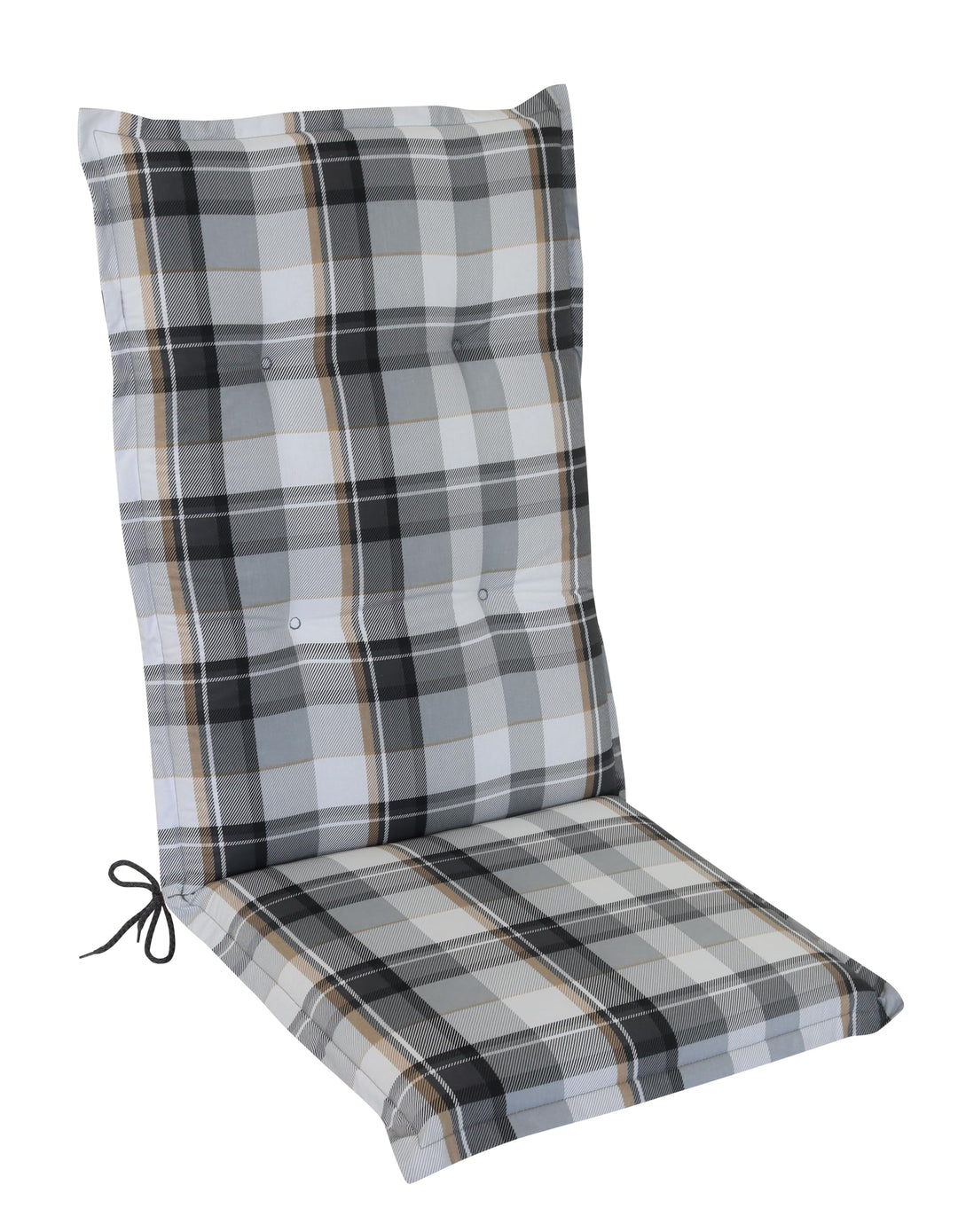 DILUMA Hochlehner Auflage für Gartenstühle 120x50 cm Karo Grau-Weiss - 6 cm Starke Stuhlauflage mit