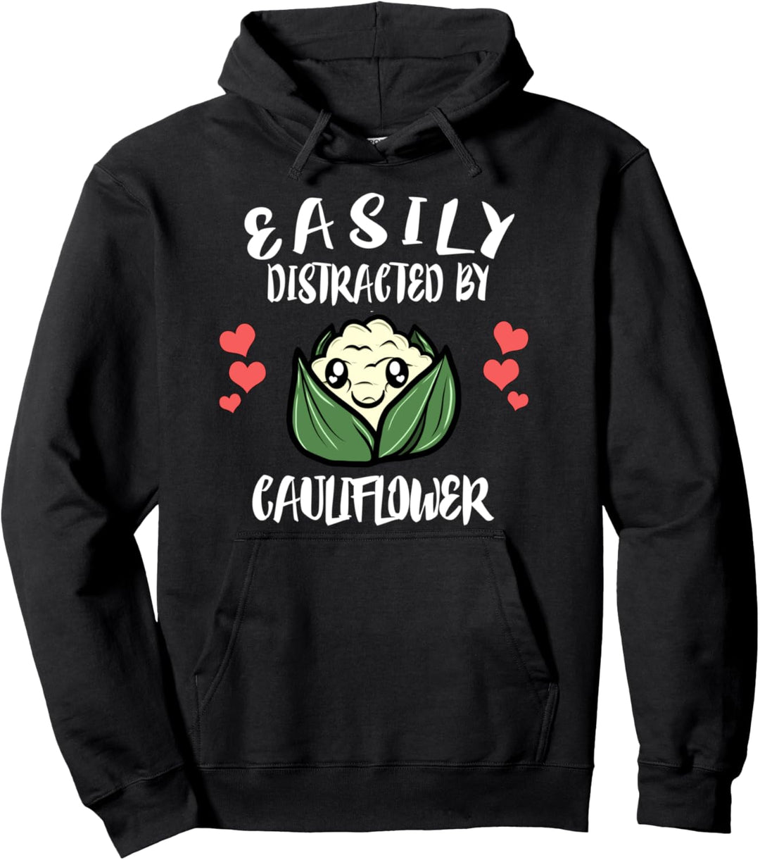 Easily Distracted By Cauliflower Vegetable Pullover Hoodie