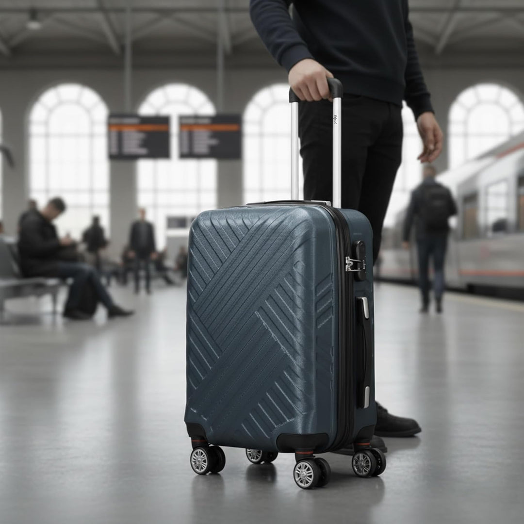 Zelsius Koffer Set 3 Stück, Anthrazit | ABS Hartschalenkoffer mit Zahlenschloss, Doppelrollen und In