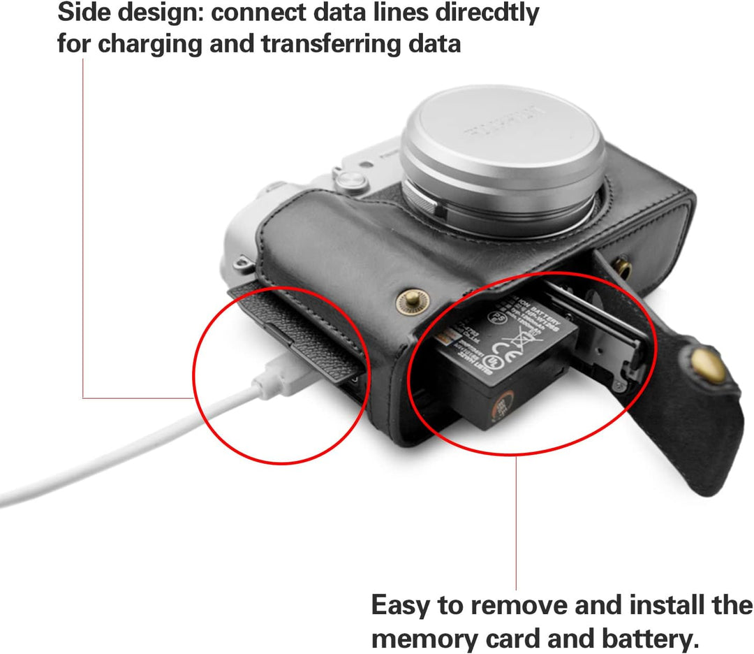 MUZIRI KINOKOO Fuji X100V Tasche aus PU-Leder für Fujifilm X100V Kamera Schutzhülle - Abnehmbares De