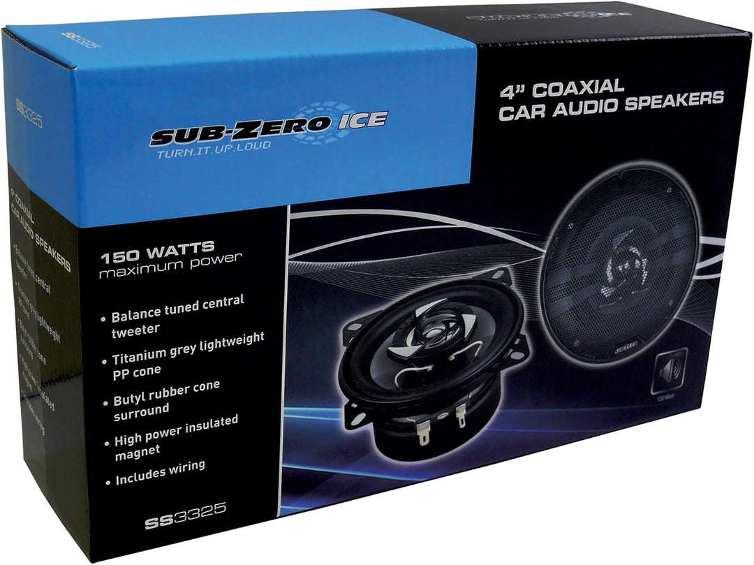 Sub-Zero Ice 10 cm Koaxial 150 W Pkw-Lautsprecher Stereo Musik 10 cm Koaxial 150 W Lautsprecher, 10
