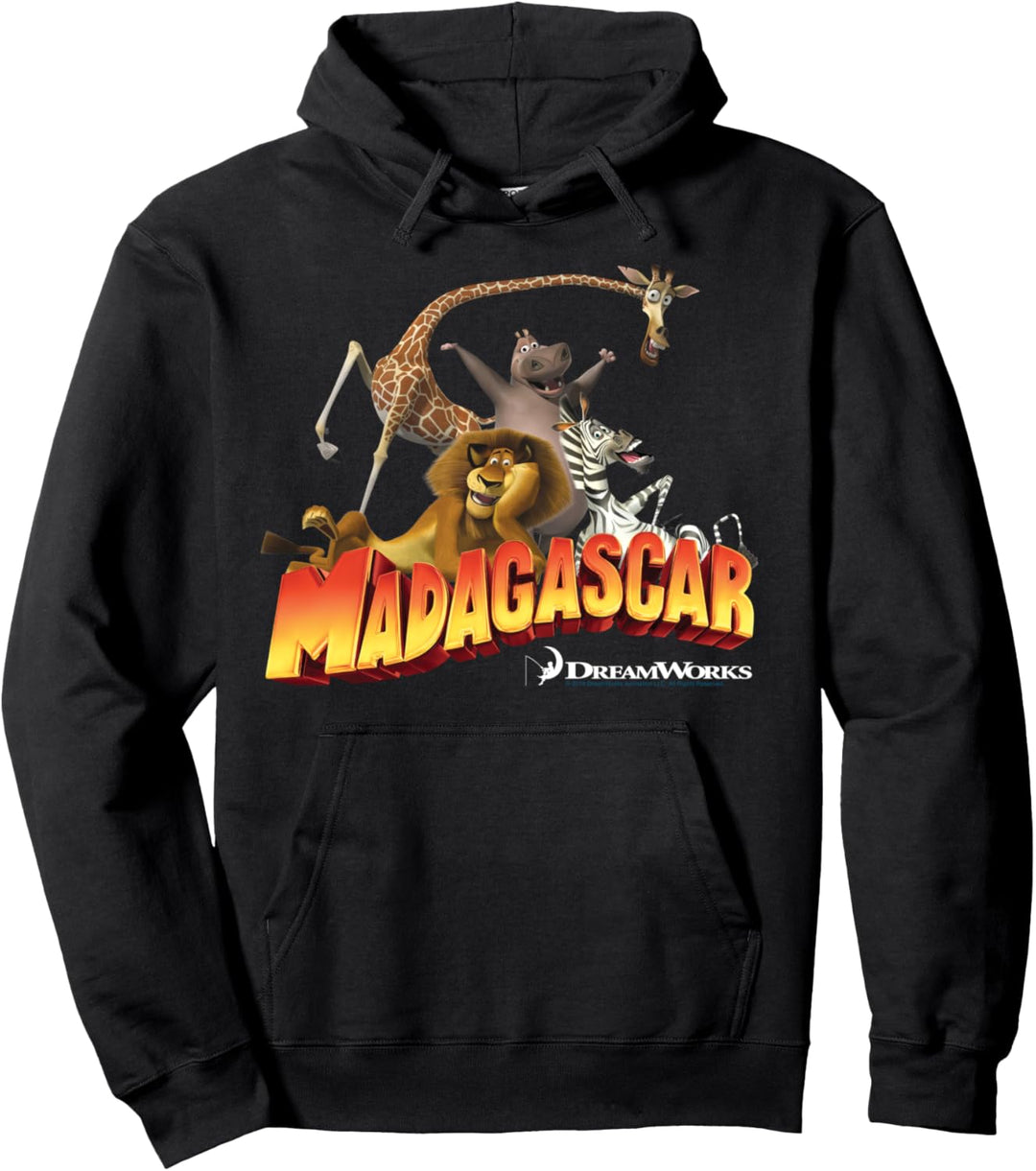 Madagascar Group Shot Classic Movie Logo Pullover Hoodie