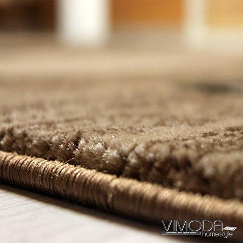 VIMODA Designer Teppich Wohnzimmer Braun Beige Kariert Retro mit geometrischen Motiven und Farbverla