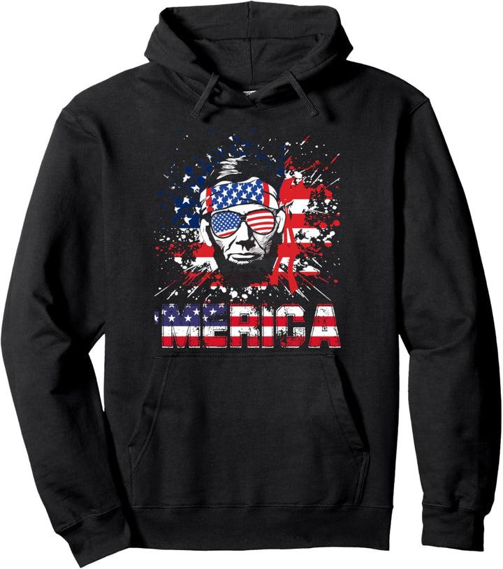 Lincoln MERICA Juli 4. Juli USA US Flagge Pullover Hoodie