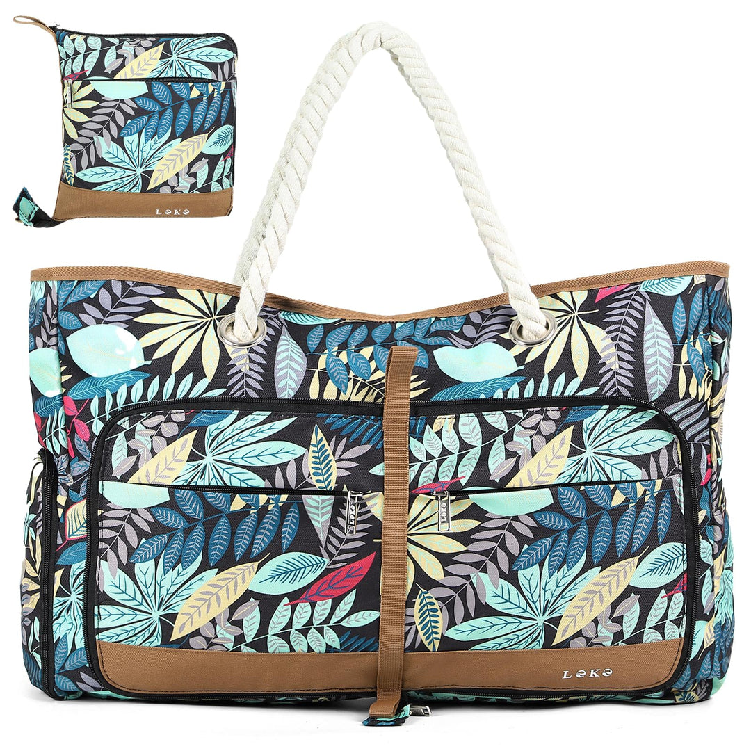 Lekespring Strandtasche Damen Gross mit Reissverschluss, Vielseitiger Damen Shopper Badetasche Sauna