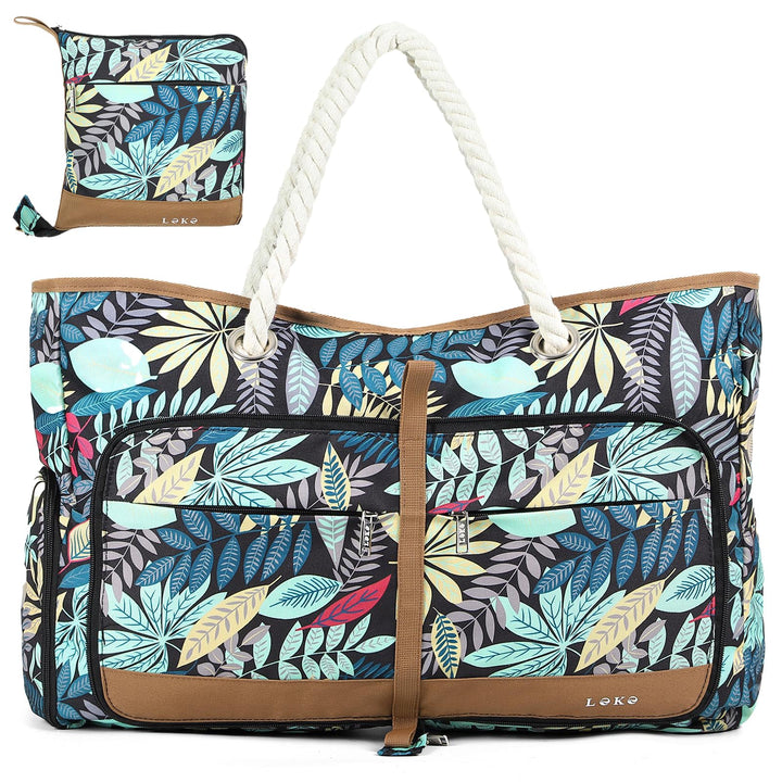Lekespring Strandtasche Damen Gross mit Reissverschluss, Vielseitiger Damen Shopper Badetasche Sauna
