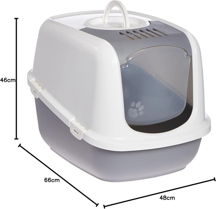 Katzentoilette "NESTOR JUMBO" grau 66,5x 48,5x 46,5cm , (1er Pack) weiss, weiss
