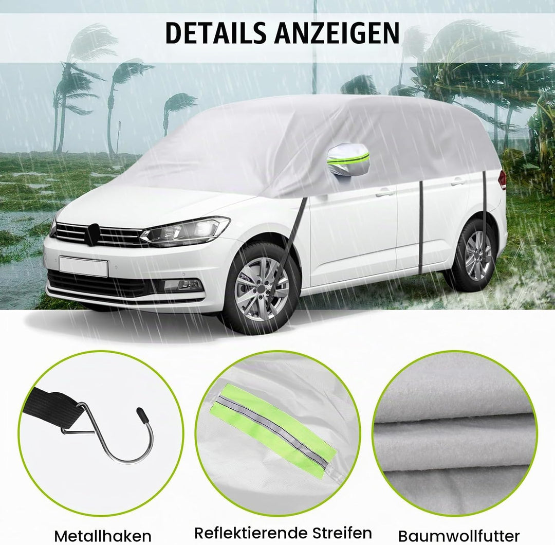 Autoabdeckung Wasserdicht Ersatz für VW Touran 2015-2024, Sonnenfest Hälfte Autoabdeckung, Halbgarag