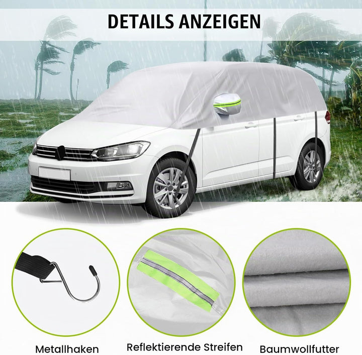 Autoabdeckung Wasserdicht Ersatz für VW Touran 2015-2024, Sonnenfest Hälfte Autoabdeckung, Halbgarag