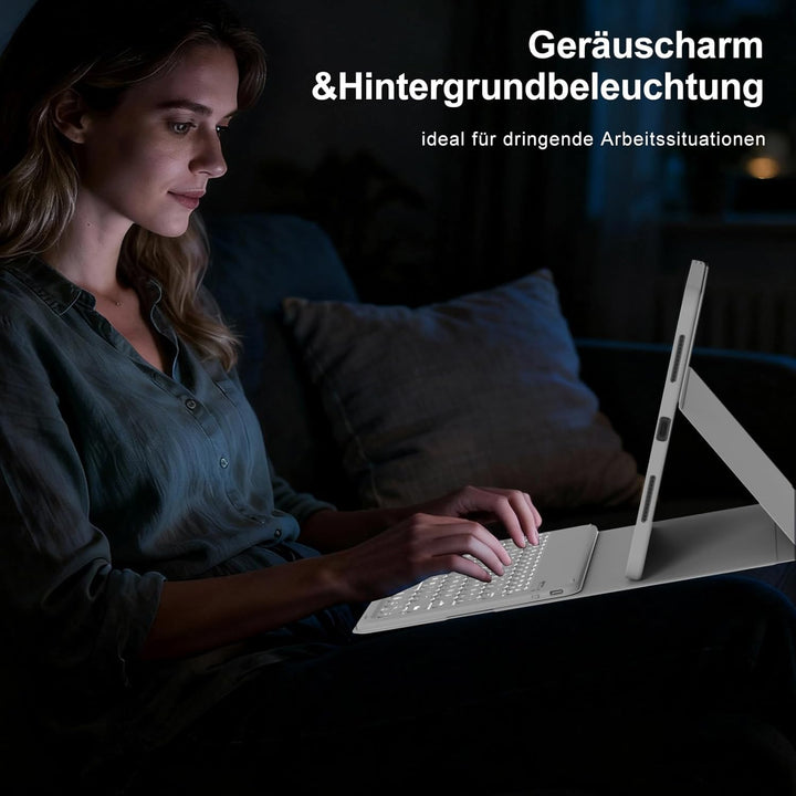 Hülle mit Tastatur für iPad A16 11/10 Generation (2025/2022, 11/10.9 Zoll), 7 Farben Beleuchtete Abn
