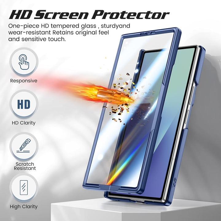 für Samsung Galaxy Z Fold 7 Hülle mit Ständer & Displayschutzfolie, Ganzkörper Robuste Schutzhülle m