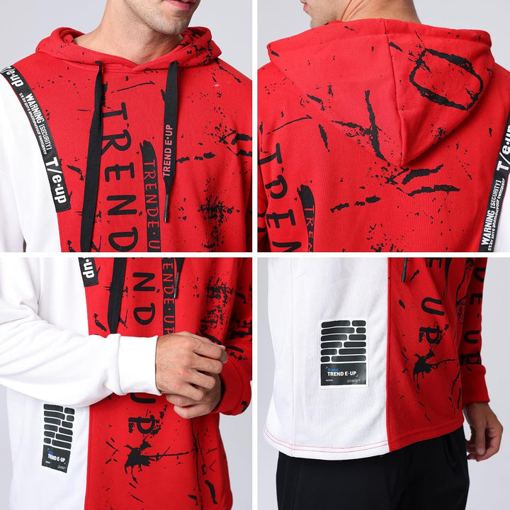 Hoodie Herren Kapuzenpullover Pullover，Herren Techwear Hip Hop Patchwork Unisex Streetwear Sweatshir