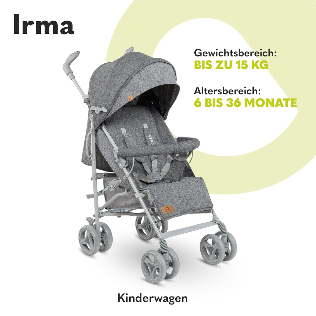 LIONELO Irma Kinderwagen bis 15 kg, Kinderwagen, leichter moderner Kinderwagen mit Liegefunktion, fa