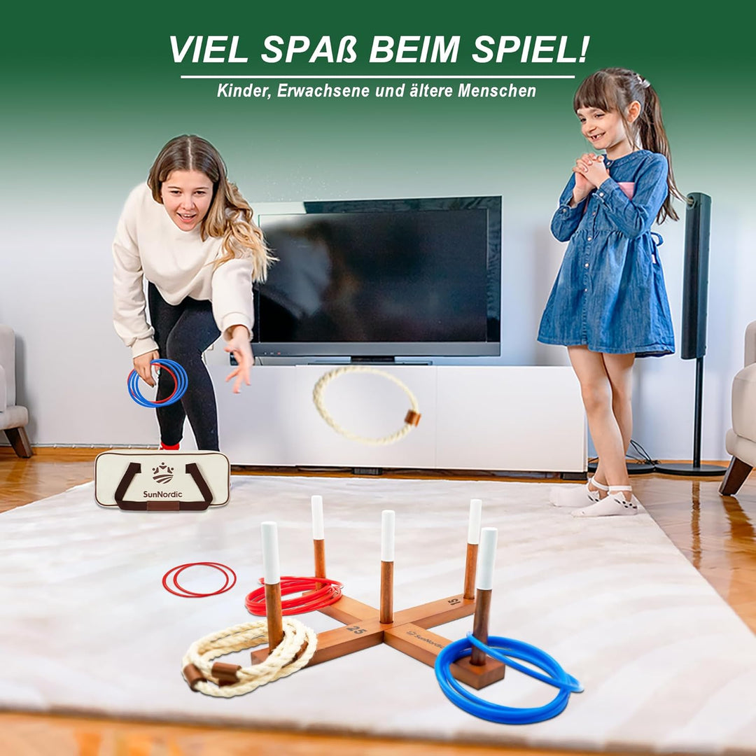 SunNordic Ringwurfspiel-Set aus Holz, Strandspiel für Kinder, Erwachsene und die ganze Familie, inkl
