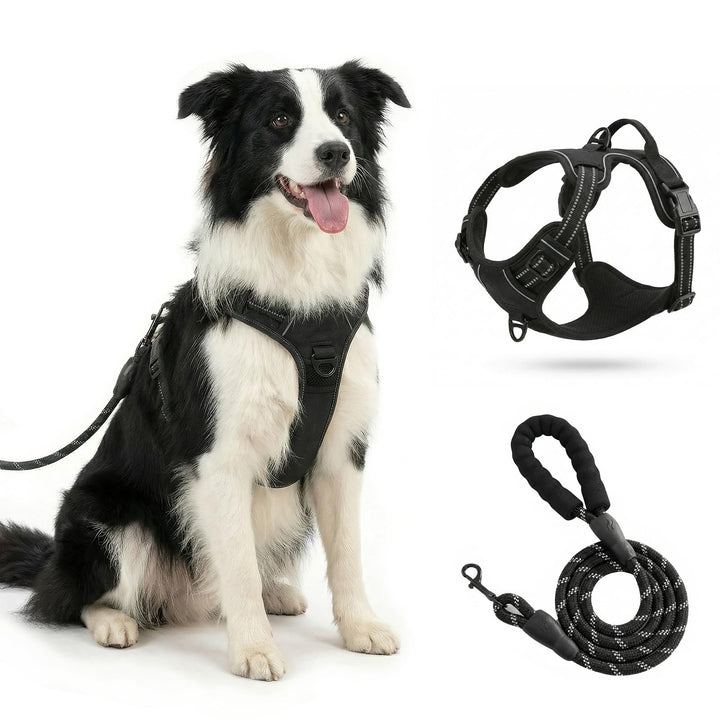 Hundegeschirr mit Griff， mittelgrosse & Grosse Hunde - Hunde Geschirr，Atmungsaktiv Reflexstreifen Br