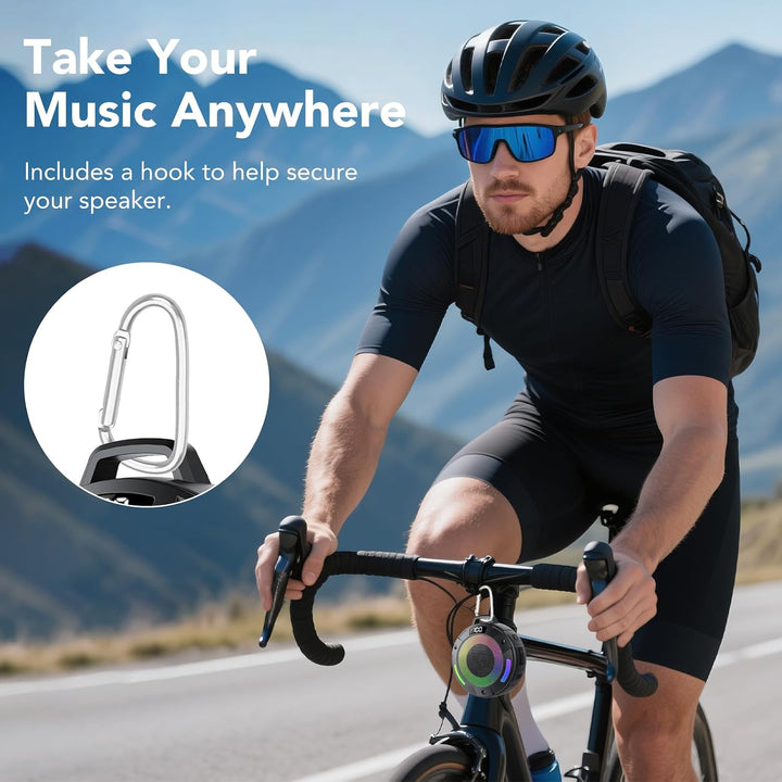 Tragbarer Mini Bluetooth Lautsprecher, Musikbox Bluetooth mit Licht, Kräftiger Klang, IP68 Wasserdic