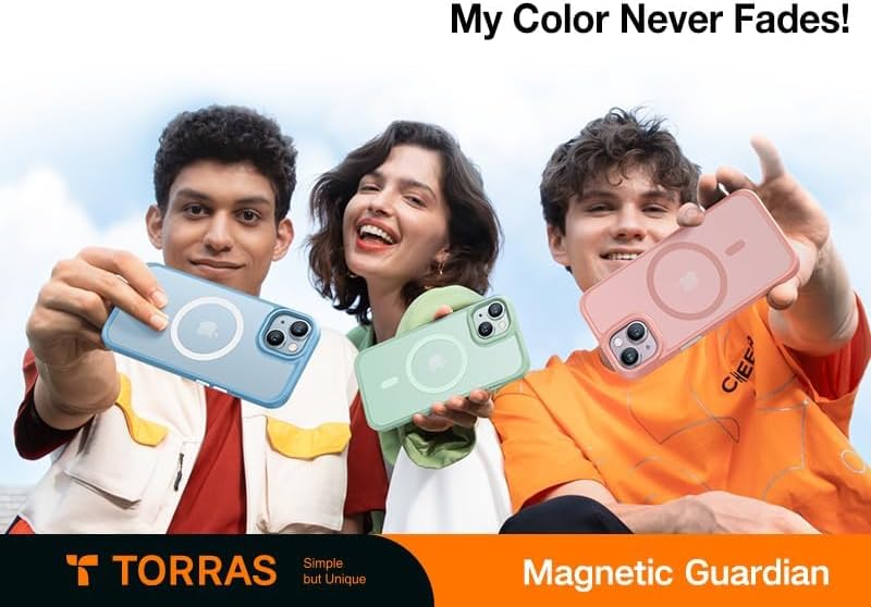 TORRAS Guardian-Mag für iPhone 15 Hülle für MagSafe (Zertifizierte Magnetkraft und Schutzkraft) Matt