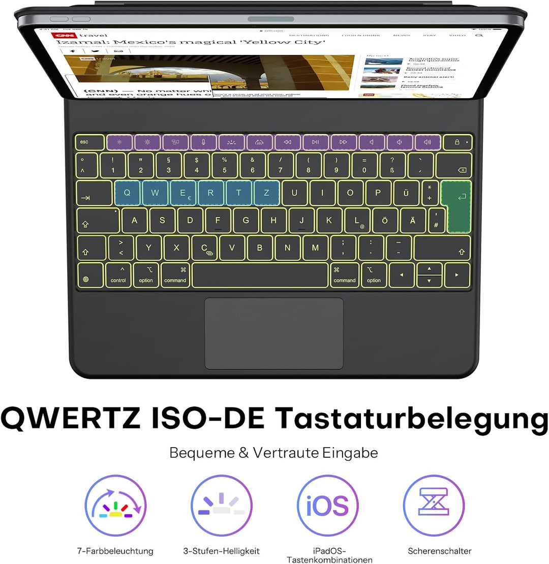 OMOTON Tastatur Hülle für iPad Air 13"(M4/M3/M2, 2026/2025/2024), Magnetische Magic Keyboard für iPa