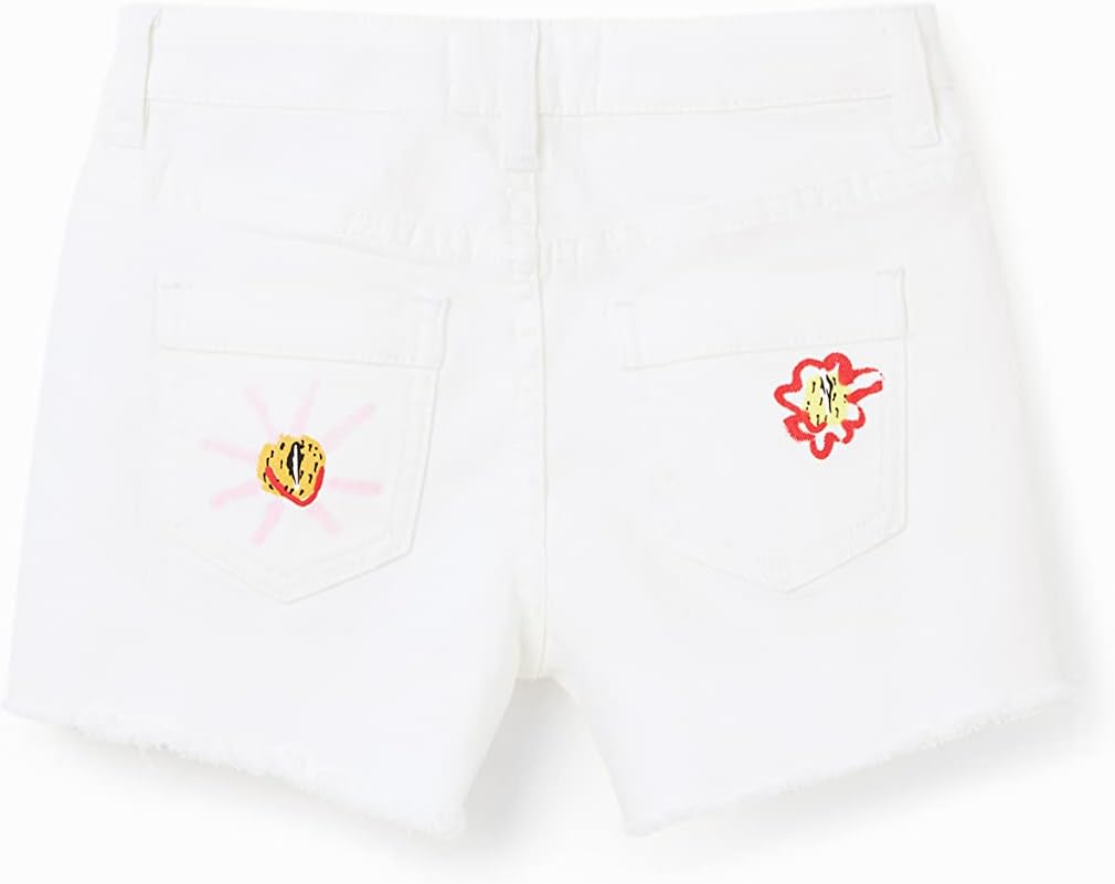 Desigual Mädchen Denim_Flowers Jeans 12 Jahre Weiss, 12 Jahre Weiss