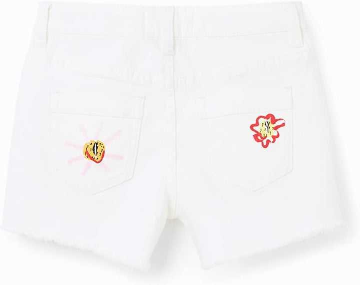 Desigual Mädchen Denim_Flowers Jeans 12 Jahre Weiss, 12 Jahre Weiss