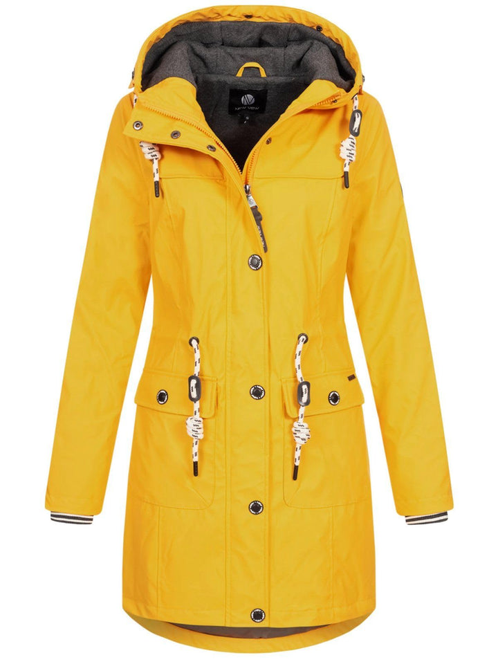 NEW VIEW Damen Regenjacke wasserabweisender Parka Annika Long mit Kapuze XXL Gelb (Golden Rod) 3, XX