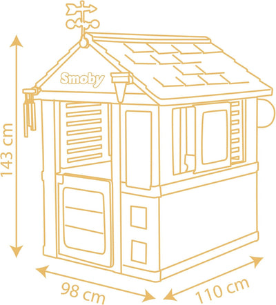 Smoby - 4 Jahreszeiten Spielhaus (103x122x143 cm) & elektronische Türklingel – Klingel für Gartenhau