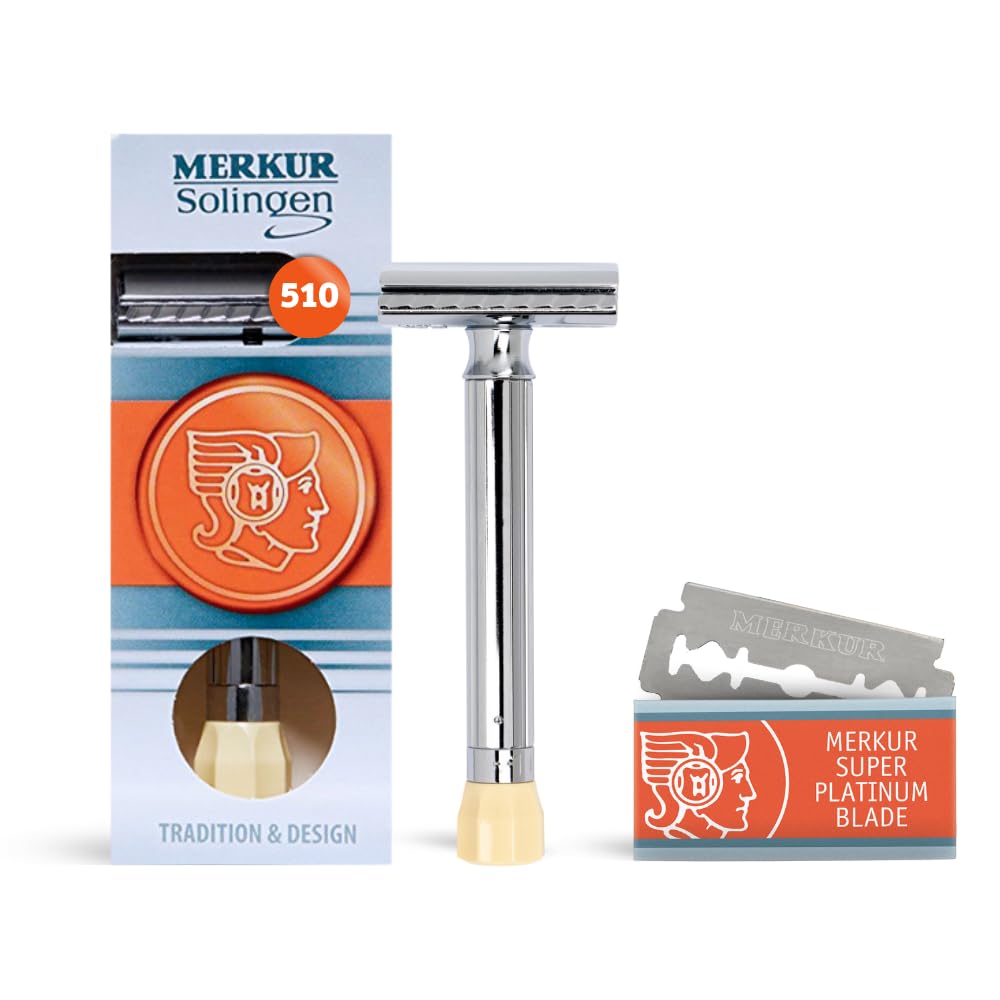 Merkur Rasierer verstellbar, Chrom-Griff, lang Silber, Silber