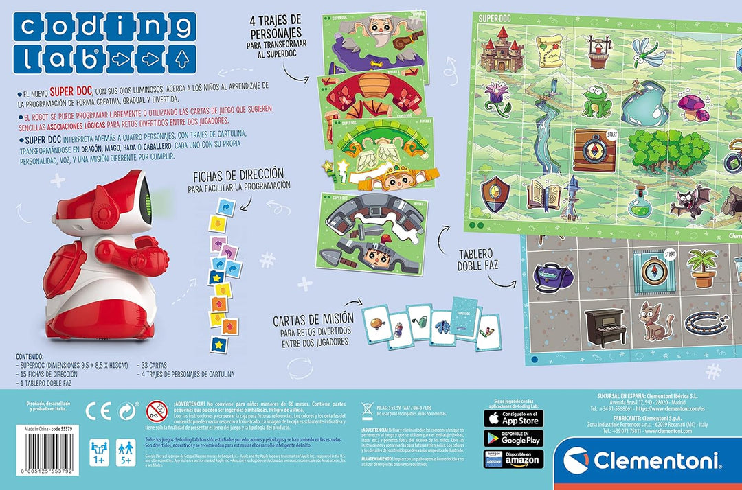 Clementoni 55379.2, Super Doc - Lernroboter für 5 Jahre, Mehrfarbig, 9,6 x 42,4 x 28,0 cm [spanische