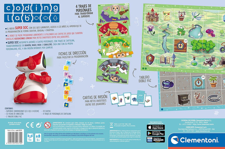 Clementoni 55379.2, Super Doc - Lernroboter für 5 Jahre, Mehrfarbig, 9,6 x 42,4 x 28,0 cm [spanische