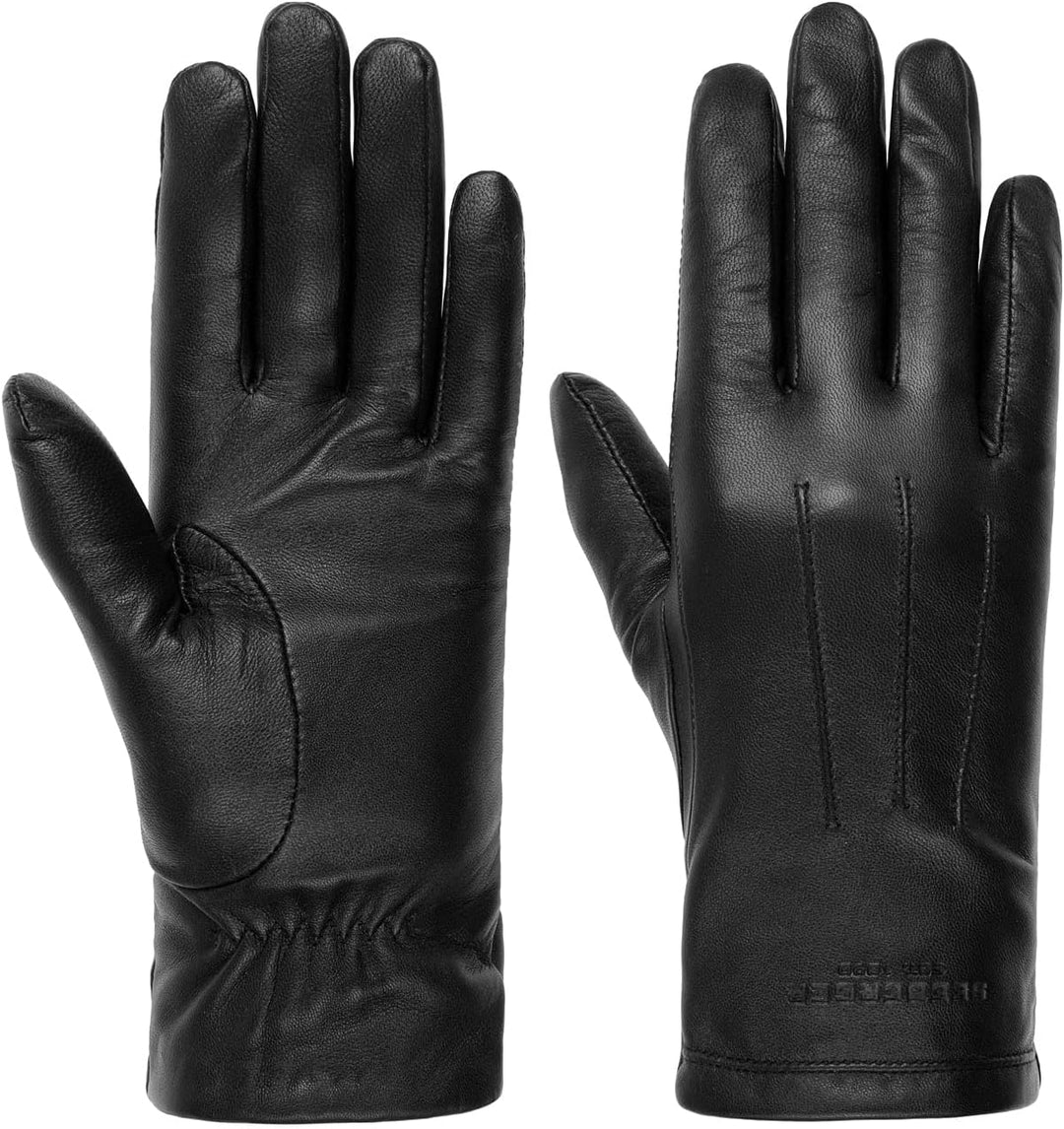 Seeberger Spencer Lederhandschuhe Handschuhe Damenhandschuhe Fingerhandschuhe (6 HS - schwarz)