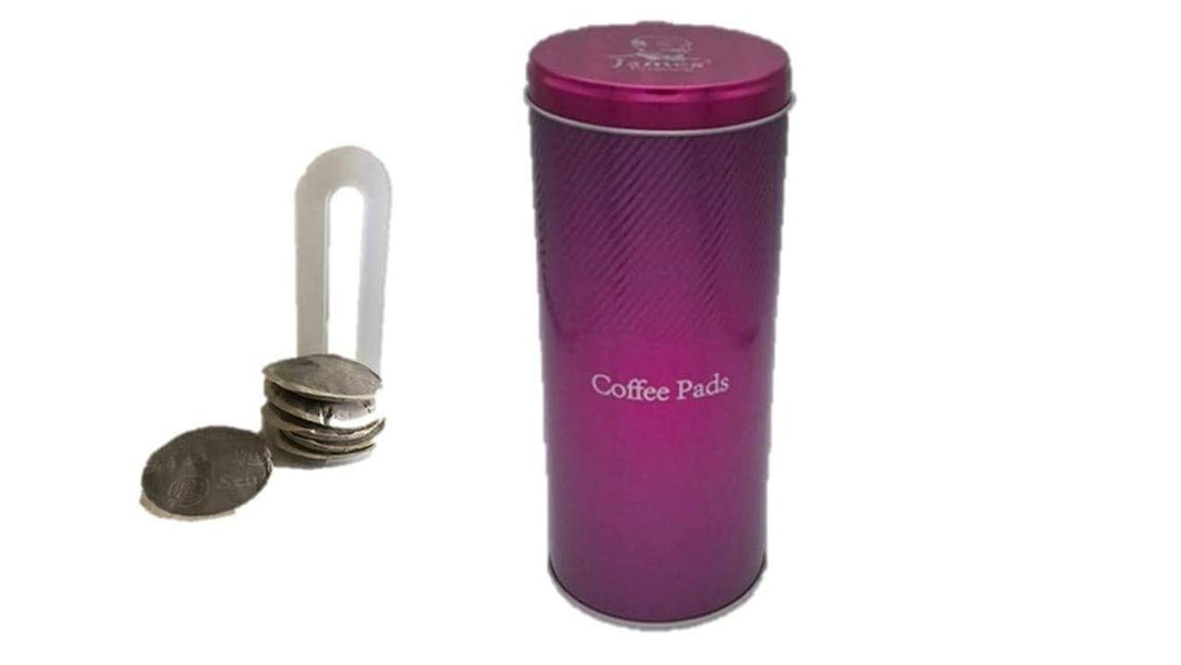 Kaffeepad-Dose pink mit Padlifter