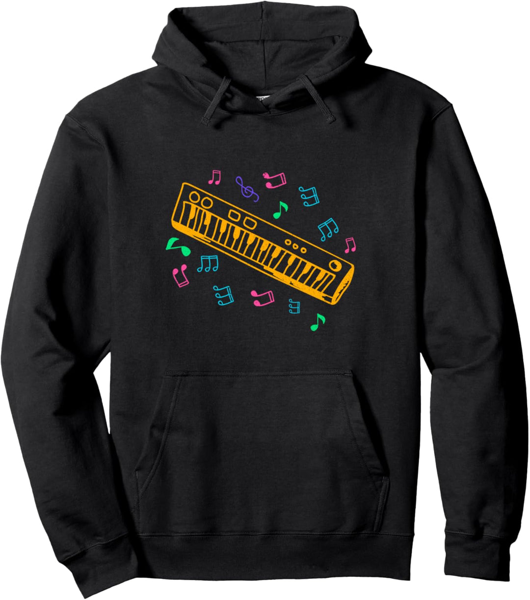Piano Keyboard Pianist Farbenfrohes Musik Noten Klavier Pullover Hoodie