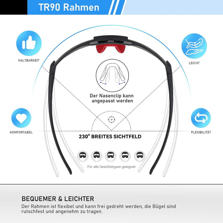 suoso Sportbrille-Sonnenbrille Herren-Damen-Fahrradbrille-Sunglasses men Polarisiert UV400 Damen Ski
