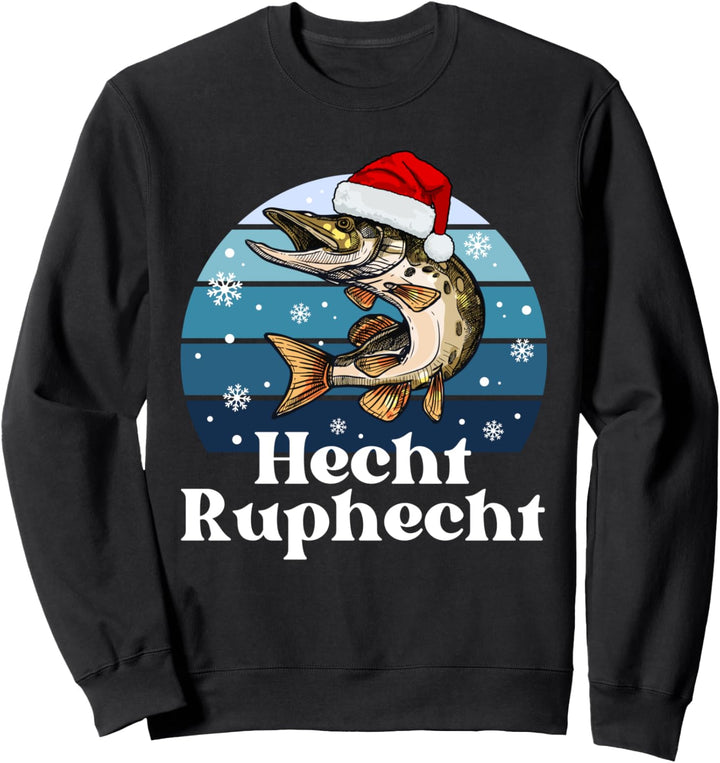 Hecht Ruphecht - Retro Weihnachten für fischende Angler Sweatshirt