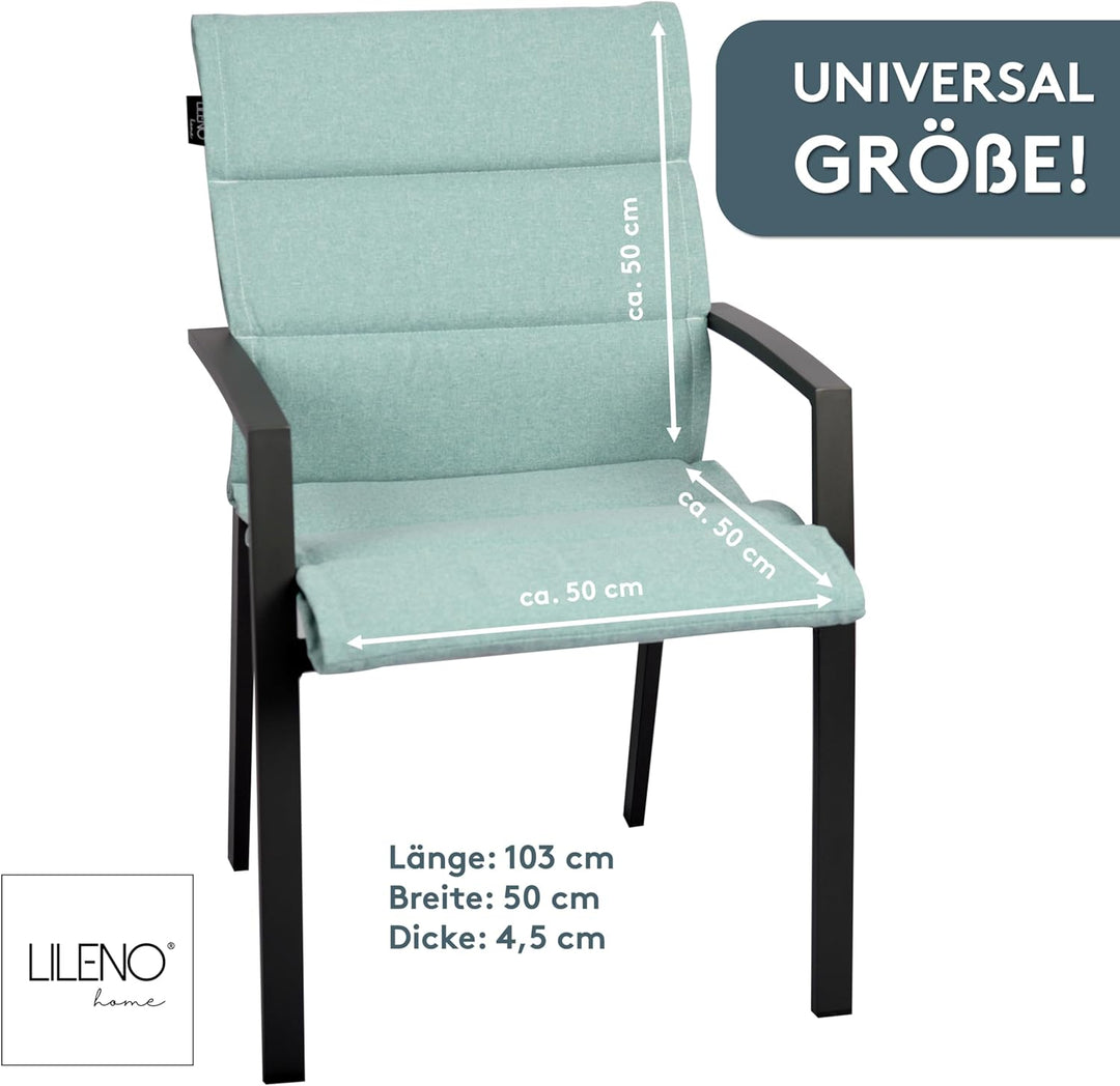 LILENO HOME Gartenstuhl Auflagen als [2er Set - Niedriglehner] in Petrol - Bequeme Liegen als Sitzau