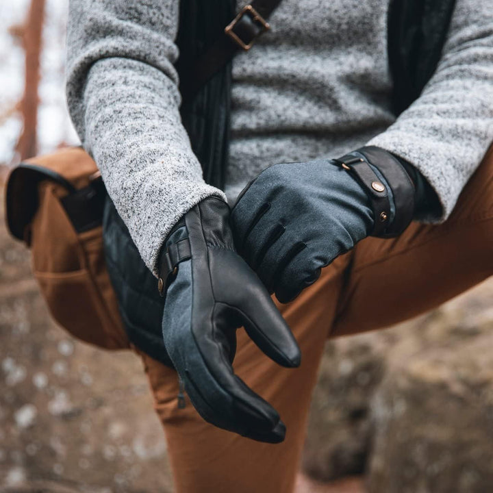Stetson Nappa Waxed Cotton Lederhandschuhe Herren - Handgefertigt - Handinnenfläche aus 100% Nappale