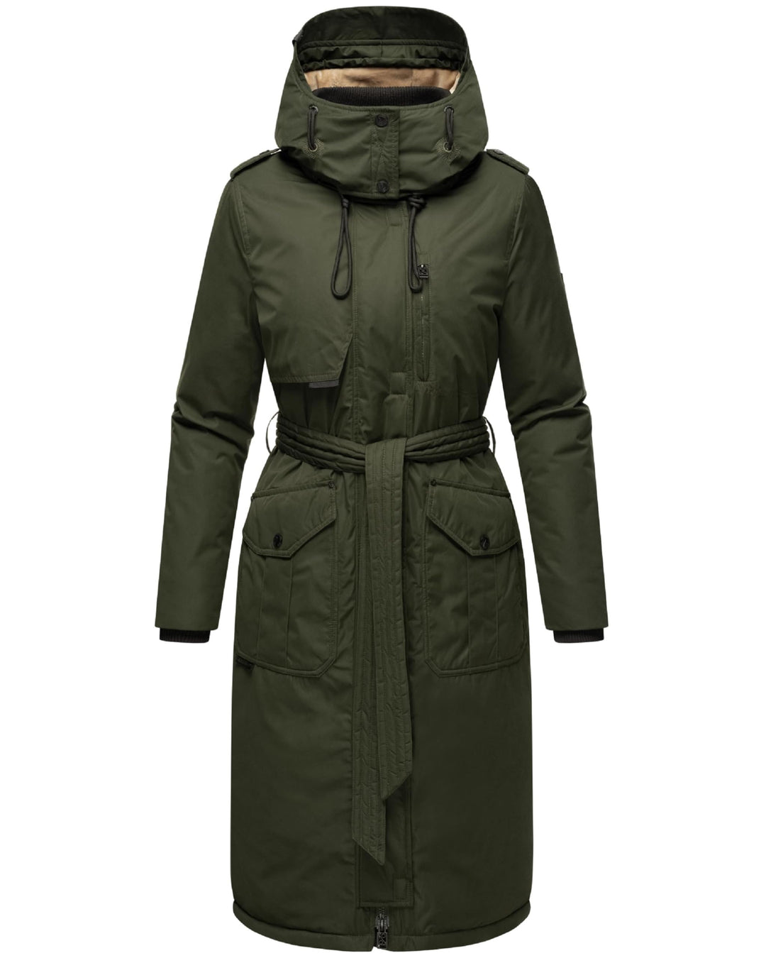 Navahoo Damen Wintermantel Warmer Parka lang mit hohem Kragen und weicher Kapuze Hokulanii XS-XXL S
