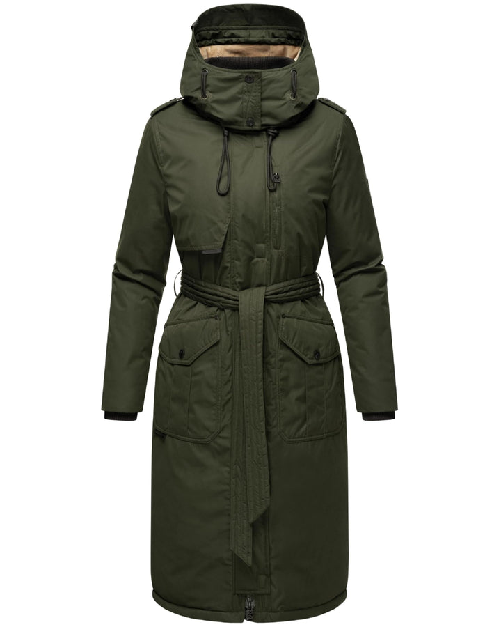 Navahoo Damen Wintermantel Warmer Parka lang mit hohem Kragen und weicher Kapuze Hokulanii XS-XXL S