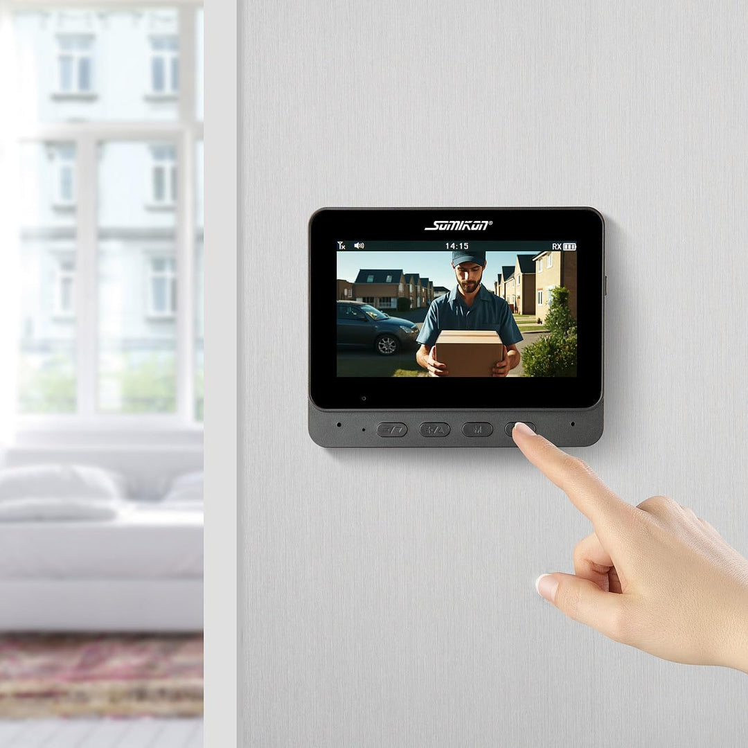 Somikon Funkklingel mit Kamera: Kabellose Plug-&-Play-Video-Funkklingel mit Monitor, IR-LEDs, schwar