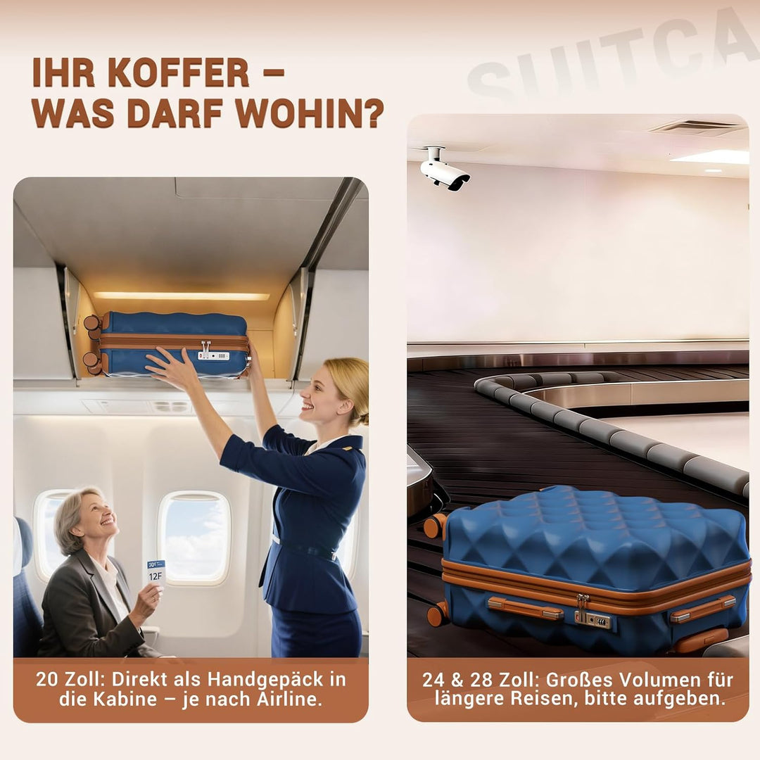 British Traveller Mittelgrosser Koffer 64x43x26.5 cm Leichter Reisekoffer aus ABS+PC mit TSA-Schloss